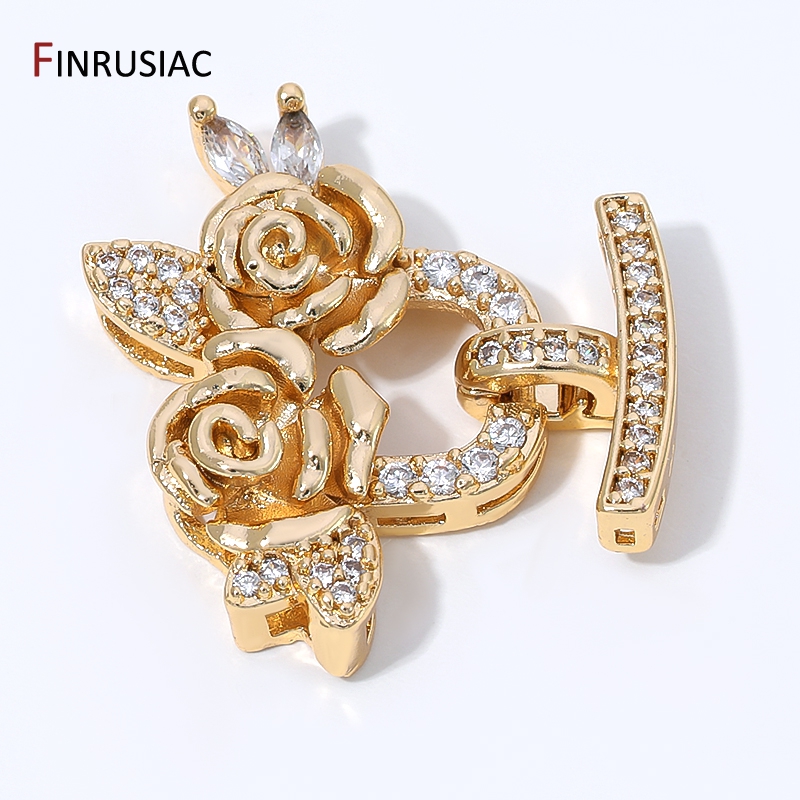 Art Craft Flower - Kancing Mutiara Bunga Zirkon Berlapis Emas