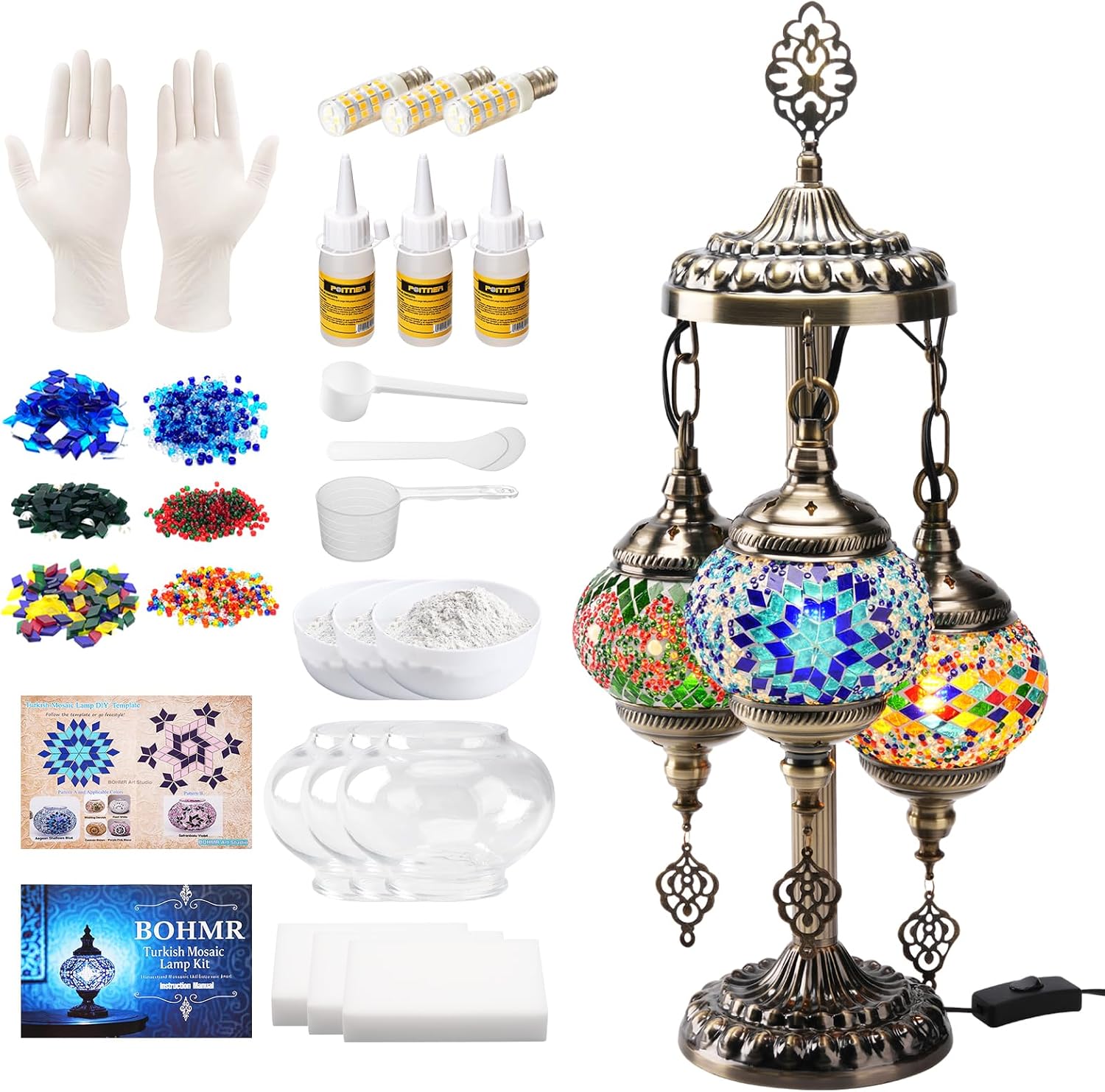 Art Craft For Adults - Kit Lampu Mosaik Turki 3 Globe