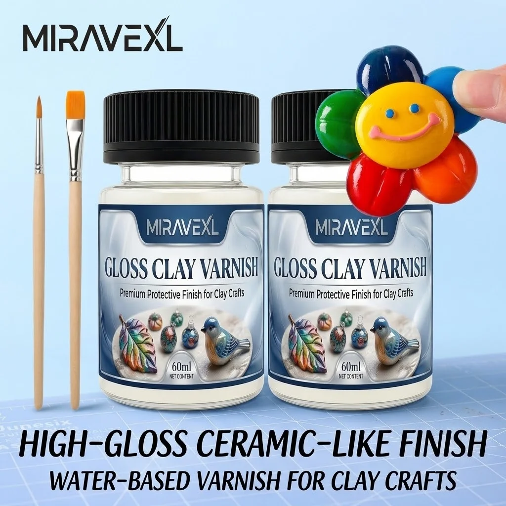 Air Dry Clay - Set Pernis Tanah Liat Mengkilap MIRAVEXL