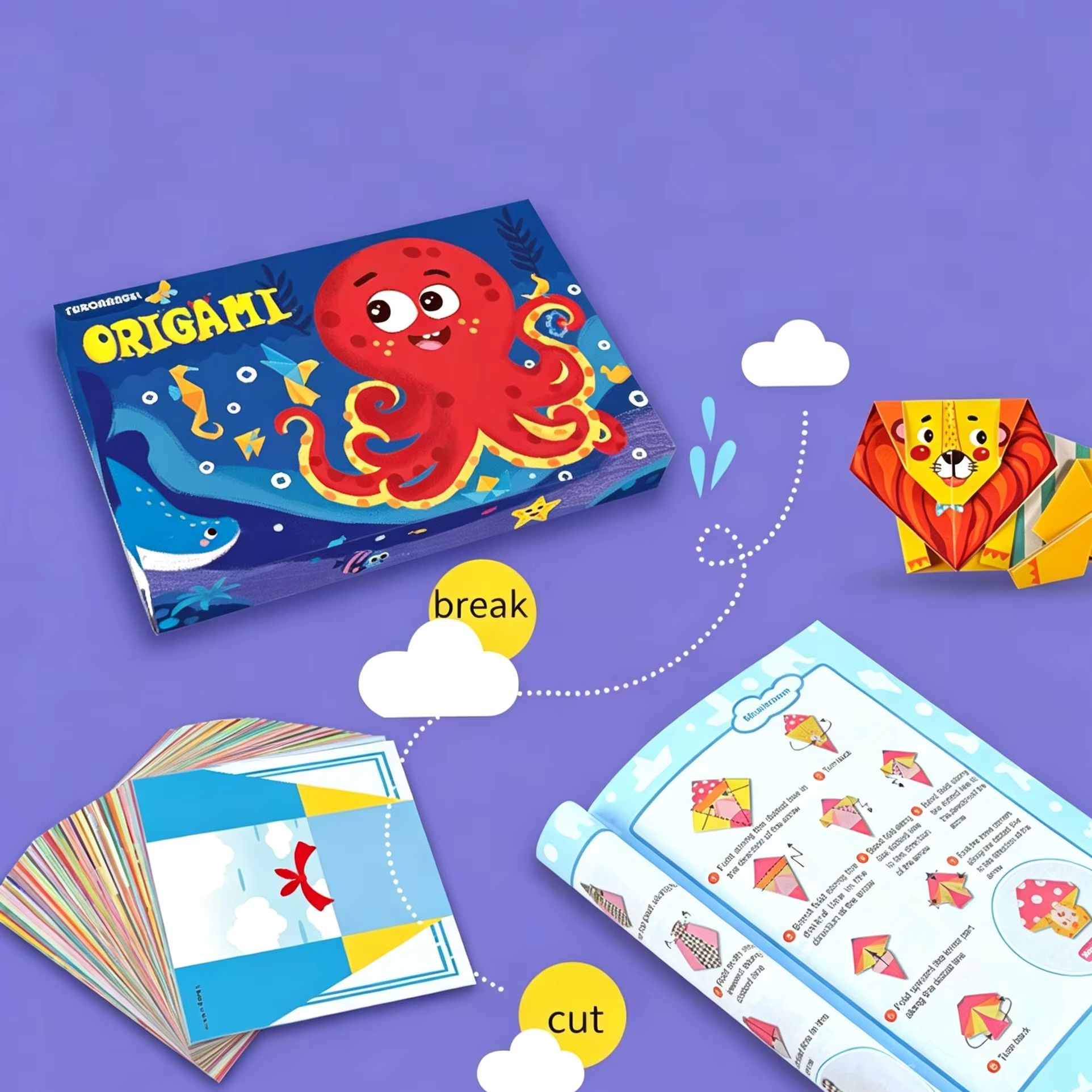 Art Craft 4 Years Old - 108 Halaman Kertas Origami Hewan Kartun